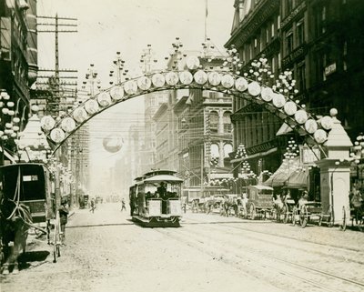 Broadway North of Chestnut Decorated for the 1892 Fall Festivities by Fred Nedderhut of the St. Louis Globe Democrat